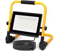 Aigostar Foco de Trabajo LED 100W,9000LM,Foco LED Portátil con Cable de 4M,Enchufes Con Interruptor Estanco,IP65 Impermeable,Soporte plegable,Uso en Interior y Exterior,para Obra, Taller,6500K