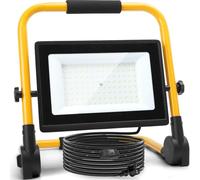 Aigostar Foco de Trabajo LED 100W,Foco LED Portátil con Cable de 4M,Enchufes Con Interruptor Estanco,IP65 Impermeable,Soporte plegable,Uso en Interior y Exterior,para Obra, Taller,6500K