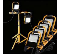 Aigostar Foco de Trabajo LED 50W 4500LM Foco LED Portátil con Enchufe, IP65 Impermeable Soporte plegable, para Uso en Interiores y Exteriores, para Obra, Taller, Garaje,6500K Luz Blanca, 2 pcs