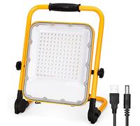 Aigostar Foco LED Bateria 100W,Foco LED Recargable Portátil,Luz de Trabajo,Impermeable IP65,Función SOS,Uso para Interior y exterior:Garaje,Camping, reparación de coches,obra,emergencias