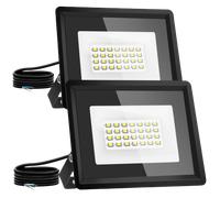Aigostar Foco Led Exterior 20w 1650 lúmen,Luz led Exterior Impermeable IP65,Proyector LED Exterior & Interior Blanco Natural 4000 K para Jardín,Patio,Garaje,Parque 2 piezas