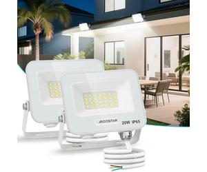 Aigostar Foco LED Exterior 20w, 1650LM Foco Proyector LED, IP65 Impermeable Luz de Seguridad, Luz blanca 6500K Luces led exterior, Para Jardín, Patio, Garaje, Paquete de 2