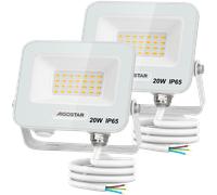 Aigostar Foco LED Exterior 20w, 1650LM Foco Proyector LED, IP65 Impermeable Luz de Seguridad, Natural 4000K Luces led exterior, Para Jardín, Patio, Garaje, Paquete de 2
