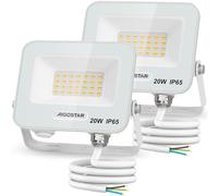 Aigostar Foco LED Exterior 20w, 1650LM Foco Proyector LED, IP65 Impermeable Luz de Seguridad, Natural 4000K Luces led exterior, Para Jardín, Patio, Garaje, Paquete de 2