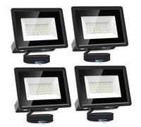 Aigostar Foco LED Exterior 20W 1650LM, Proyector Impermeable IP65, 28 LED, 6500K Blanco Frío para Garaje, Jardín, Patio, Parque, 4 Unidades