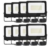 Aigostar Foco Led Exterior 50w 4500 lúmen,Luces Led Exterior Impermeable IP65,Proyector LED Exterior Blanco Frío 6500K para Jardín,Patio,Garaje,Parque, 8 Piezas
