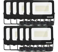 Aigostar Foco Led Exterior 50w 4500 lúmen,Luces Led Exterior Impermeable IP65,Proyector LED Exterior Blanco Frío 6500K para Jardín,Patio,Garaje,Parque,10 piezas