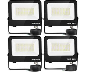 Aigostar Foco Led Exterior 50w 4500 lúmen,Luces Led Exterior Impermeable IP65,Proyector LED Exterior Blanco Frío 6500K para Jardín,Patio,Garaje,Parque,4 piezas