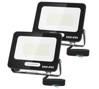 Aigostar Foco LED Exterior 50w 4500LM, Focos Proyectore LED Exterior Impermeable IP65, 84 LEDs, 6500K Blanco Frío para Garaje,Jardín,Patio,Parque. 2 Piezas