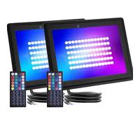 Aigostar Foco LED para exteriores de 50W,Foco LED de color RGB con control remoto, 6 modos, modo DIY, temporizador, regulables, IP65 a prueba de agua para jardín, fiesta, etc. Paquete de 2