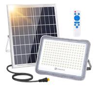 Aigostar - Foco LED solar exterior 200W,luz fría 6500K,mando a distancia,detección de movimiento y encendido/apagado automático.Foco proyector LED solar con protección ÏP65 para jardín, caminos etc