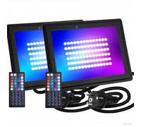 Aigostar Foco Proyector LED con Enchufe, 50W, con Mando a Distancia,RGB, 6 Modos de Funcionamiento Estroboscópico. Lluminación regulable, Temporizador. Uso Interior y Exterior IP65, Paquete de 2