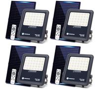 Aigostar Foco proyector LED solar con control remoto,focos solare de 200W, 2000LM,luz blanca fría de 6500K,IP65 impermeable Luz solar exterior,para jardín,terrazas,caminos,garajes,cable de 2M
