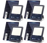 Aigostar Foco proyector LED solar con control remoto,focos solare de 300W, 3000LM,luz blanca fría de 6500K,IP65 impermeable Luz solar exterior,para jardín,terrazas,caminos,garajes,cable de 2M
