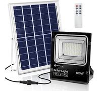 Aigostar - Foco proyector LED solar con mando a distancia,100W,luz blanca.Resistente al agua IP66.Perfectos para interior y exterior jardín,patios,caminos o garajes,Longitud de cable 2M,6500K