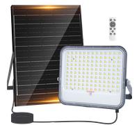 Aigostar - Foco proyector LED solar con mando a distancia,16000mAH,gran panel solar y batería de gran capacidad,regulable 3000/4000/6500K,Función crepuscular,Luz solar para exterior y jardín,patios