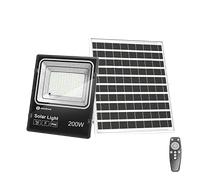 Aigostar - Foco proyector LED solar con mando a distancia,200W,6500K luz blanca.Resistente al agua IP66.Perfectos para interior y exterior jardín,patios,caminos o garajes,Longitud de cable 2M.
