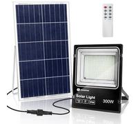 Aigostar - Foco proyector LED solar con mando a distancia,300W,6500K luz blanca.Resistente al agua IP66.Perfectos para interior y exterior jardín,patios,caminos o garajes,Longitud de cable 2M.