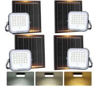 Aigostar - Foco proyector LED solar con mando a distancia,4000mAH,gran panel solar y batería de gran capacidad,regulable 3000/4000/6500K,Función crepuscular,Luz solar para exterior y jardín,4 piezas