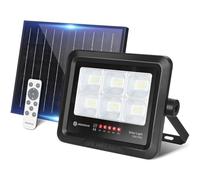 Aigostar Foco Proyector LED Solar con mando a distancia 50w, Blanco Frío 6500K, Foco Solar Exterior Impermeable IP65,Proyector LED Exterior con Brillo y Sincronización ajustables para Jardín,Garaje
