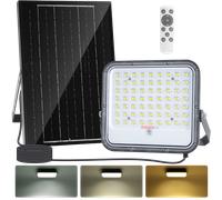 Aigostar - Foco proyector LED solar con mando a distancia，8000mAH，gran panel solar y batería de gran capacidad，regulable 3000/4000/6500K，IP66，cable 2m，Luz solar para exterior y jardín，patios.