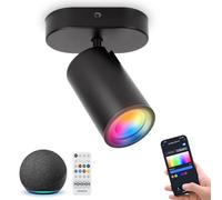 Aigostar Focos de Pared GU10 Lámpara de Techo Compatible con Alexa Bluetooth Mesh, 1 Luce Focos de Techo LED Inteligente, Regulable Colores y 2700-6500K, Apliques Interior para Salas Cocina Pasillos