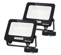 Aigostar Focos LED Exterior 30W 2450LM, Foco Proyectore LED Exterior Impermeable IP65, 42 LEDs, 6500K Blanco Frío para Garaje,Jardín,Patio,Parque, 2 Piezas