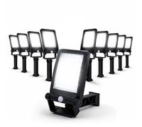 Aigostar Focos LED Exterior Solares 50W, 6500K Luz Solar Exterior con Sensor de Movimiento PIR y 3 Modos, IP65 Impermeable, Farola Solar LED para Pared Jardin Patio Garaje Camino Porche, Pack de 10