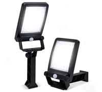 Aigostar Focos LED Exterior Solares 50W, 6500K Luz Solar Exterior con Sensor de Movimiento PIR y 3 Modos, IP65 Impermeable, Farola Solar LED para Pared Jardin Patio Garaje Camino Porche, Pack de 2