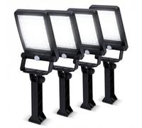 Aigostar Focos LED Exterior Solares 50W, 6500K Luz Solar Exterior con Sensor de Movimiento PIR y 3 Modos, IP65 Impermeable, Farola Solar LED para Pared Jardin Patio Garaje Camino Porche, Pack de 4