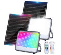 Aigostar Focos LED Exterior Solares RGBW 200W, Control Remoto, 2 pcs