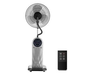 Aigostar Forest Mist - Ventilador de pie oscilante con nebulizador de agua, mando a distancia, función ionizador de aire, pantalla led, temporizador, 95W, 3 modos y velocidades. Color Negro
