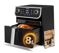Aigostar - Freidora Aire XXL, 8 litros Air Fryer con ventana de visualización, 12 funciones,pantalla LED táctil, Freidora de aire caliente con libro de recetas, lavavajillas seguro, Sin BPA, 1700 W