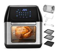 Aigostar Freidora de Aire 12L con Sistema Giratorio, Horno de Aire 1500W con 9 Programas y Pantalla LED Táctil | Air Fryer de Acero Inoxidable con Ventana de Visualización, Incluye Accesorios y