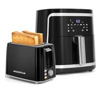AIGOSTAR Freidora de Aire 7L, 1900W + Tostadora 2 Rebanadas 750W, Multifunción, Sin BPA, con Libro de Recetas, Ideal para Familias