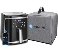 Aigostar Freidora de aire inteligente sin aceite, con Cubierta Antipolvo, Conexión Wifi, 1900W, 7L, Modo manual, Pantalla LED táctil, 7 funciones preestablecidas + mantener caliente y modo manual