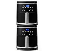 Aigostar Freidora de aire sin aceite 7L, 1900W, 7 funciones preestablecidas + mantener caliente, panel LED táctil. Doble uso: con cesta o cajón. Sin BPA. Libro de recetas incluido, 2 Piezas