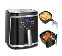 Aigostar Freidora de Aire XXL 7 Litros/2Kg, Air Fryer con Doble Cesta Independiente, Tecnología Rapid Air, 8 Programas, Función de Mantenimiento de Calor, App de Recetas/Libro de Recetas, 1900W