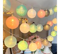 Aigostar Guirnalda Lluces LED Pilas, 10 LED Bolas de Algodón en 5 Colores - 2,3M Guirnalda Luces Interior, 2 Modos, para Decoracion Habitacion, Hogar, Fiesta, Vacaciones, Boda Decoración, Navidad