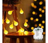 Aigostar Guirnalda Luces 10.3M 100LED Guirnalda Luces Pilas 8 Modos de Luces Decorativas de Navidad, Guirnalda Luces Exterior IP44 Impermeable para Navidad, Fiestas y Reuniones, blanco lechoso