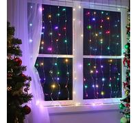 Aigostar Guirnalda Luces Exterior Solar, 1×1m 100 LED Cadena de Luces Navidad, 8 Modos Cortina de Luces, IP65 Impermeable Cadena de Luces Solares para Balcón, Jardín, Boda, Fiesta (RGB)