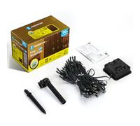 Aigostar Guirnalda Luces Exterior Solar, 1×1m 100 LED Cadena de Luces Navidad, 8 Modos Cortina de Luces, IP65 Impermeable Cadena de Luces Solares para Balcón, Jardín, Boda, Fiesta (Blanco Cálido)