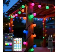 Aigostar Guirnalda Luces RGBIC Exterior, 5 Metros, 25LED, Control por Segmentos DIY de Color, APP y Mando, Music Sync, 39 Efectos Dinámicos, IP44 Impermeable para Interior, Jardin, Festival