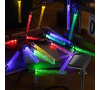 Aigostar -Guirnaldas Luces Exterior Solar, 5.8 metros 20 bombillas con forma de tubo color rojo, azul, verde y amarillo, iluminación interior con burbujas. IP44.