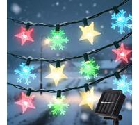 Aigostar Guirnaldas Luces Exterior Solar, IP65 Impermeable 50LED 12M Guirnalda Luces Exterior RGBY, 8 Modos Cadena Luces para Terraza Jardín Patio Decoración Navidad Fiestas(Multicolor)