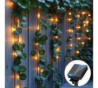 Aigostar Guirnaldas Luces LED Solares 2M+10M, 100 LEDs, Hiedra Artificial con Hojas, IP65 Impermeable, Blanco Cálido. Ideal para Jardín, Terraza, Fiesta