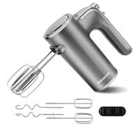 Aigostar Hanson - Batidora de Varillas con 6 Velocidades y Función Turbo, Batidora Amasadora Reposteria con 2 Varillas y 2 Ganchos para batir, 300W Negro,Acero inoxidable,Libre de BPA.