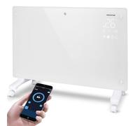 Aigostar Helen Smart White - Radiador Electrico Bajo Consumo Silencioso, Convector Eléctrico Panel de Vidrio Ultra Fino. Conexión Wi-Fi, Temporizador de 24 h, 3 modos, Pantalla LED Táctil.