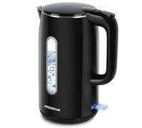 Aigostar Hervidor Agua Electrico de Acero Inox Negro 1,7 Litros - Hervido Rápido Electric Kettle 2200W, Doble Aislamiento, Ventana Visible, Sin Plástico en el Interior, Libre de BPA, Apagado Auto