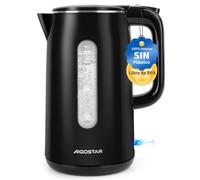 Aigostar Hervidor de Agua Electrico Negro, Acero Inox de Grado Alimenticio, 1,7 Litros Hervidor Eléctrico Rápido 2200W, Doble Aislamiento, Ventana Visible, Silencioso, Libre de BPA